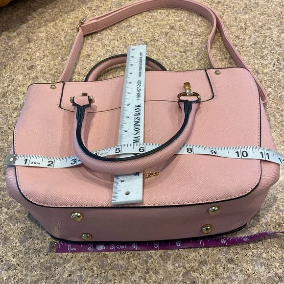 London Fog 2 Handle Purse WITH FLAWS Detachable Strap Crossbody Bag Purse Pink - Picture 4 of 17
